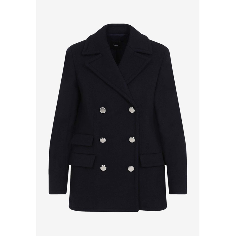 Double-Breasted Wool Coat Blue wrtwus_US 0