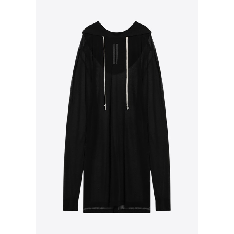 Semi-Transparent Hooded Sweatshirt Black mrtwstd_M