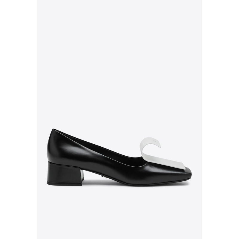 35 Curved Leather Pumps Black wshoeseu_EU 36