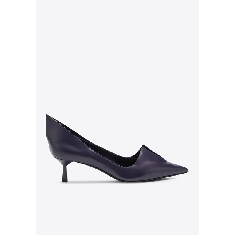 55 Brushed Leather Pointed Pumps Purple wshoeseu_EU 36.5