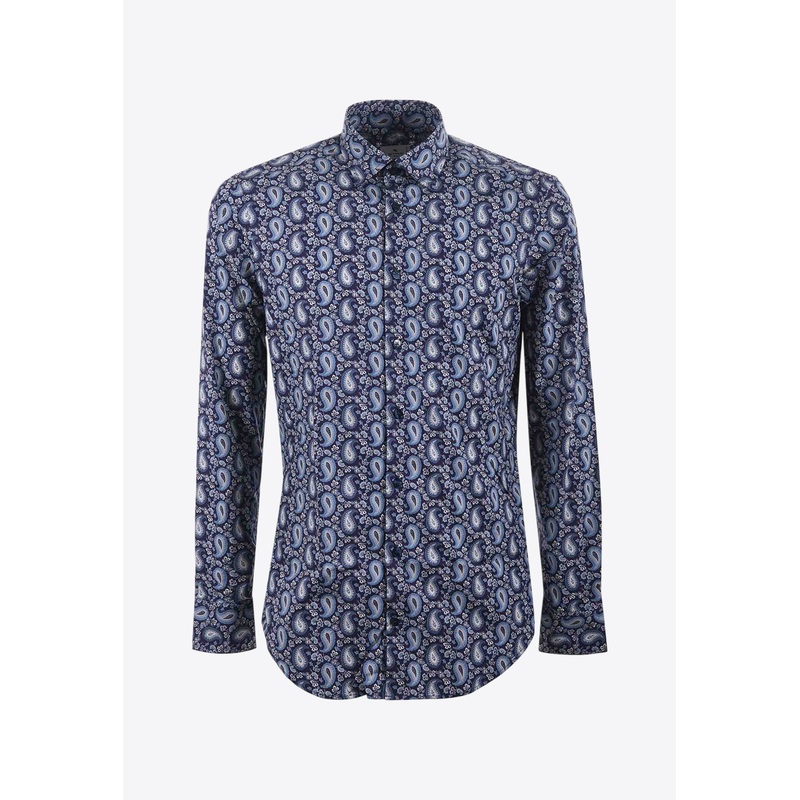 Paisley Pattern Long-Sleeved Shirt Blue mrtwshirtseu_EU 38