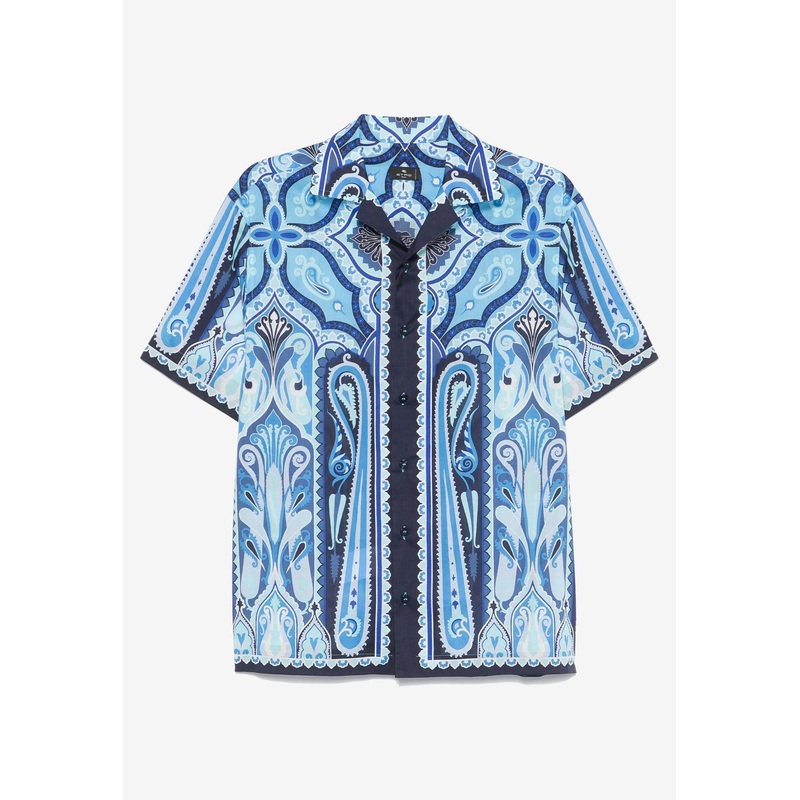 Paisley Print Short-Sleeved Shirt Blue mrtwstd_S