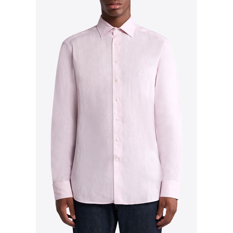 Pegaso Embroidered Linen Shirt Pink mrtwshirtseu_EU 38