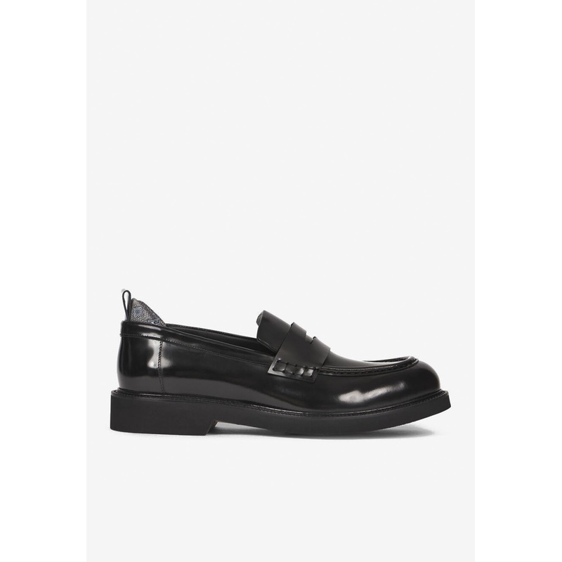 Shiny Leather Penny Loafers Black mshoeseu_EU 40