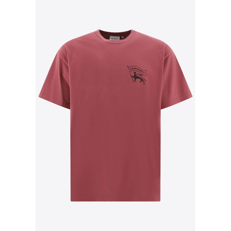 Stamp Logo Print T-shirt Pink mrtwstd_XL