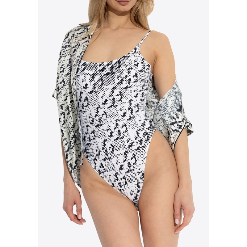 T Monogram Print One-Piece Swimsuit Multicolor wrtwstd_XS