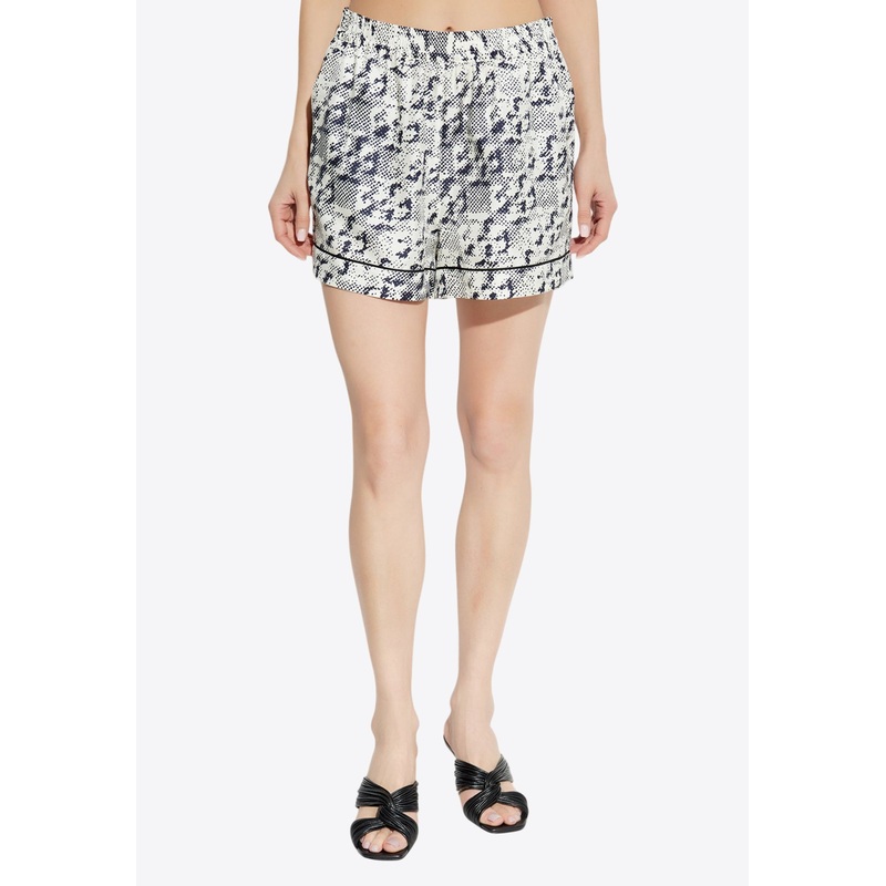 T Monogram Print Silk Shorts Multicolor wrtwstd_XS