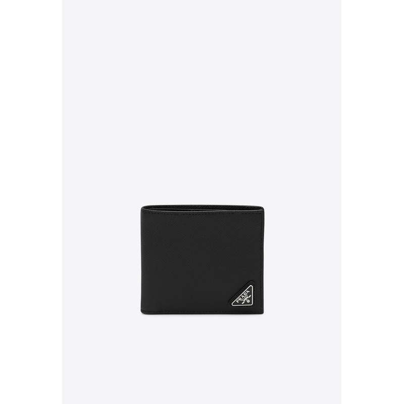 Triangle Logo B-Fold Leather Wallet Black Onesize