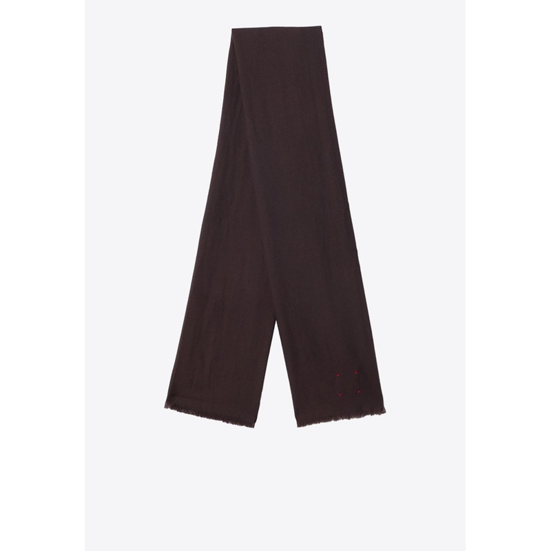 Wool Rectangular Scarf Brown Onesize