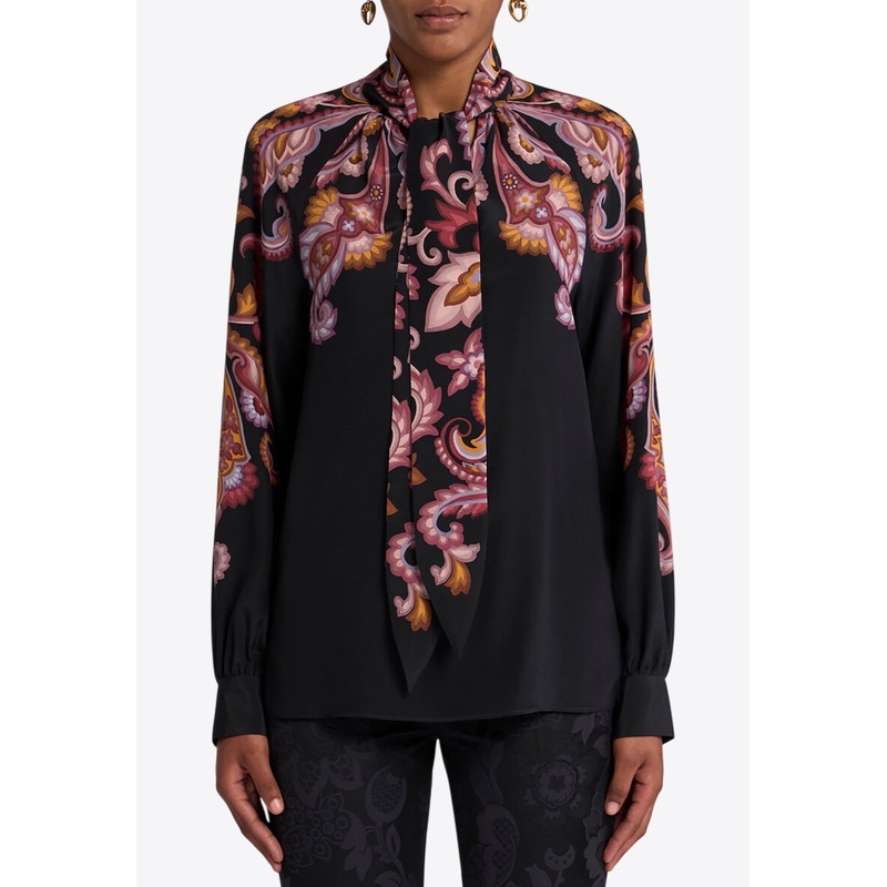 All-Over Print Long Sleeved Blouse Multicolor wrtwit_IT 40