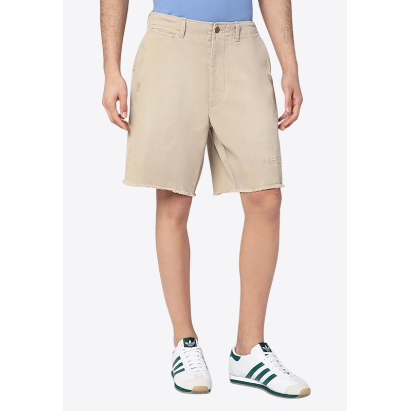 Casual Raw-Cut Shorts Beige mrtwbottoms_30