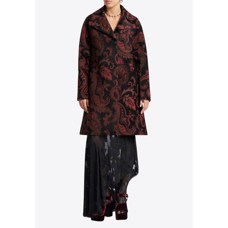 Chenille Jacquard Single-Breasted Coat Multicolor wrtwit_IT 42