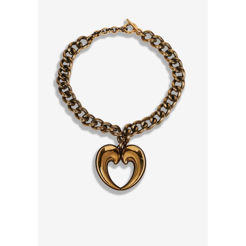 Paisley Heart Chain Short Necklace Gold Onesize