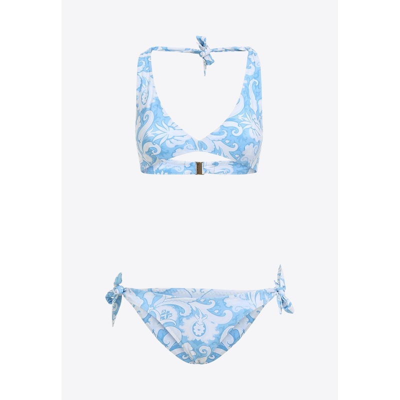 Paisley Print Halterneck Bikini Light Blue wrtwstd_S