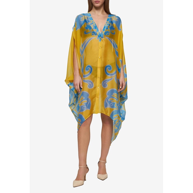 Paisley Print Silk Cover-Up Multicolor wrtwonesize_Onesize