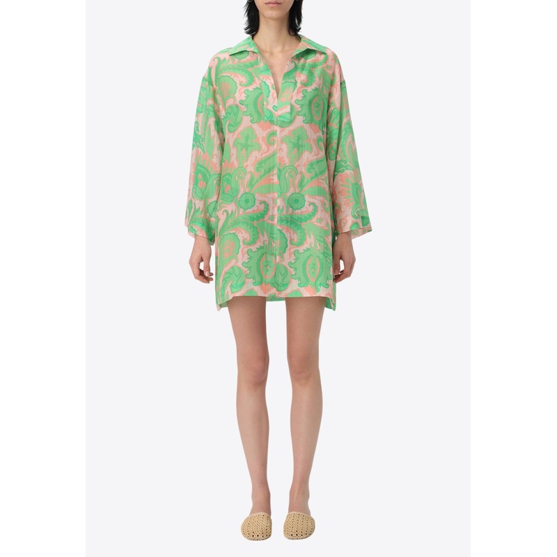 Paisley Print V-neck Cover-Up Green wrtwstd_S