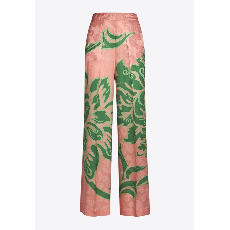 Rose Print Straight-Leg Pants Pink wrtwit_IT 42