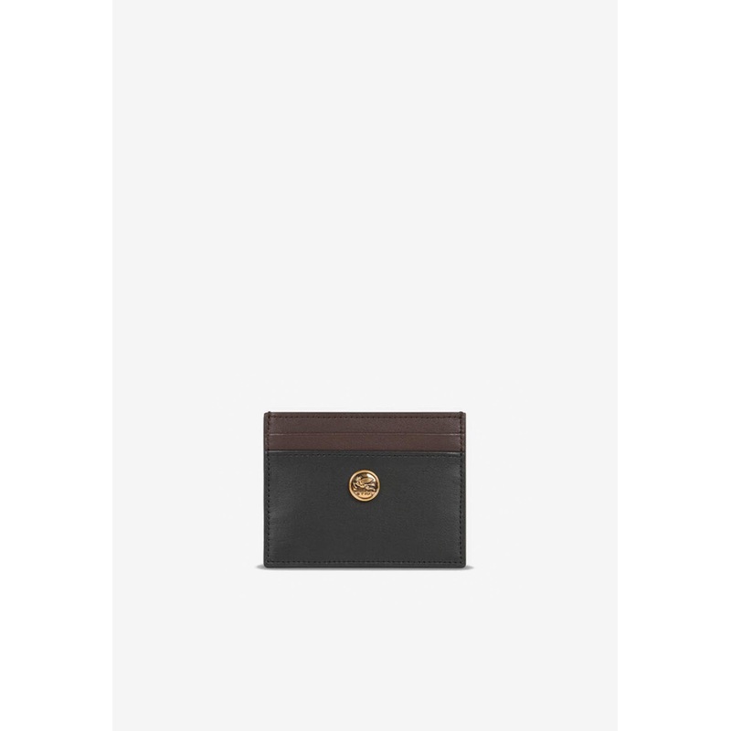 Small Two-Tone Leather Cardholder Black Onesize