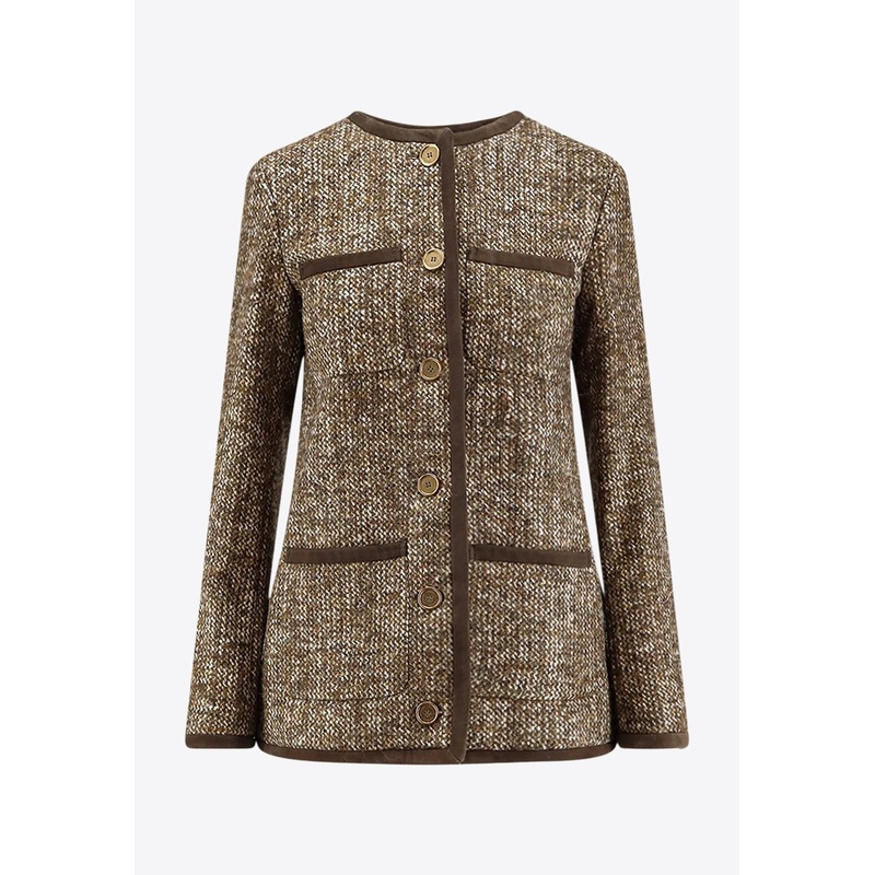Wool-Blend Buttoned Blazer Brown wrtwit_IT 40