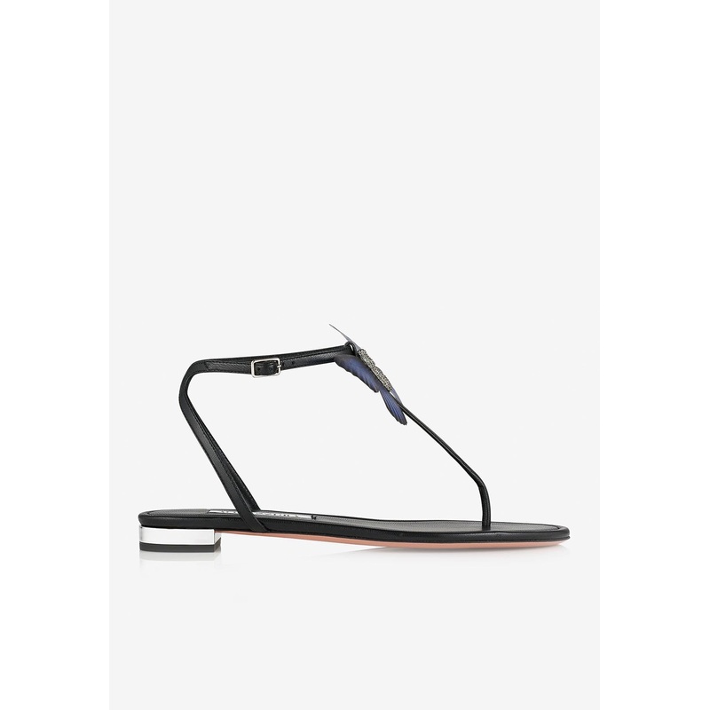 Babylon Butterfly Applique Flat Sandals Black wshoeseu_EU 36