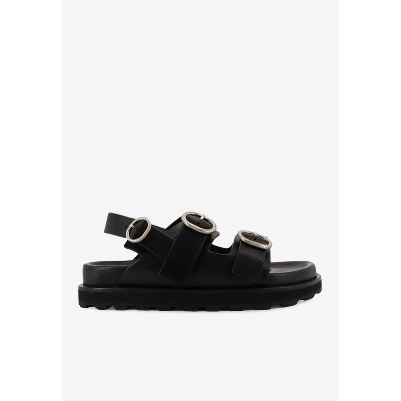 Buckled Leather Sandals Black mshoeseu_EU 41
