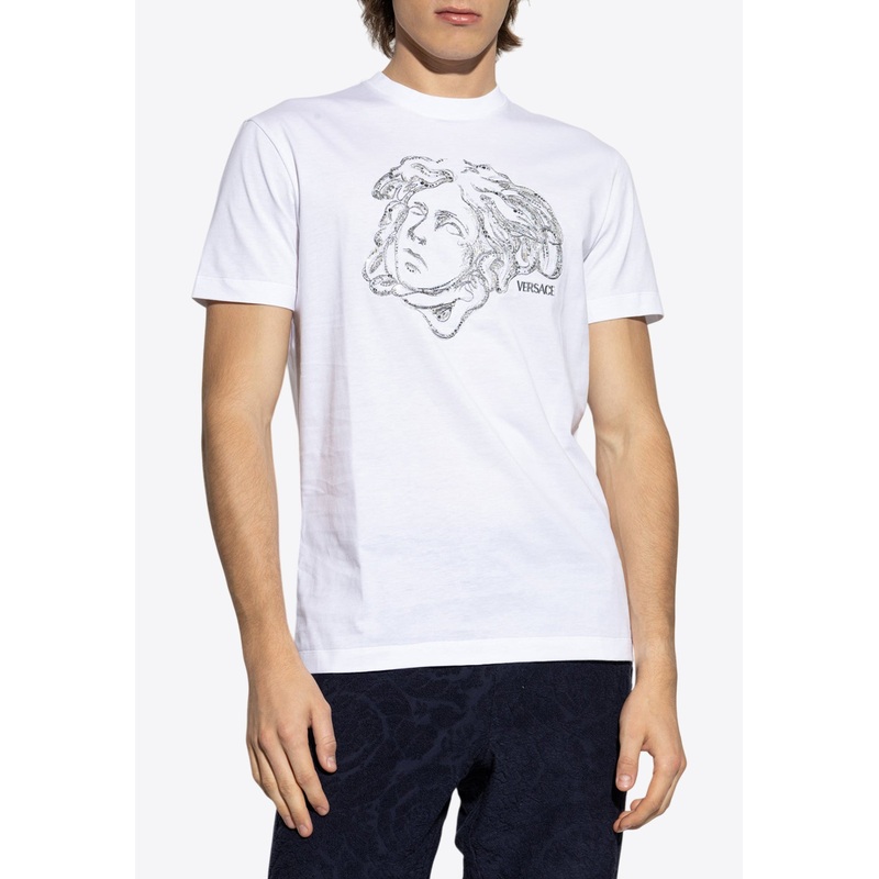 Crystal Embroidered Medusa T-shirt White mrtwstd_S