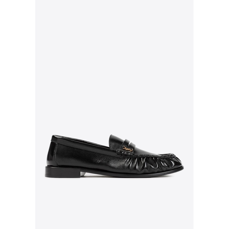 Penny Loafers in Shiny Creased Leather Black mshoeseu_EU 41
