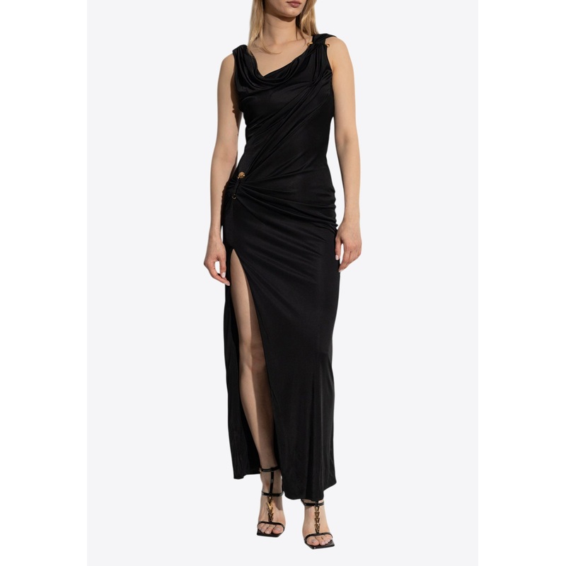 Safety-Pin Gathered Maxi Dress Black wrtwit_IT 36