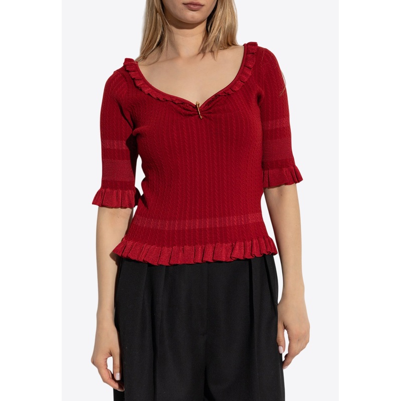 Safety-Pin Wool Blend Knit Top Red wrtwit_IT 38