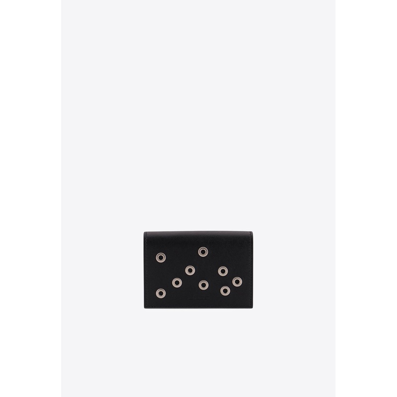 Stud-Embellished Leather Wallet Black Onesize
