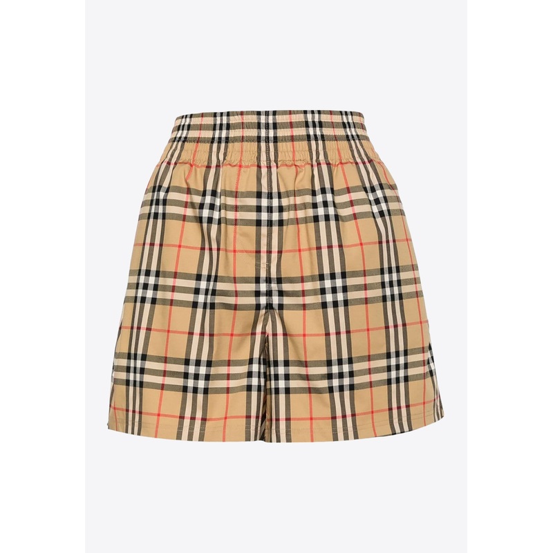 Vintage Check-Pattern Shorts Beige wrtwuk_UK 2