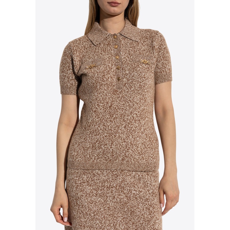 Wool and Silk-Blend Knit Polo T-shirt Beige wrtwit_IT 38