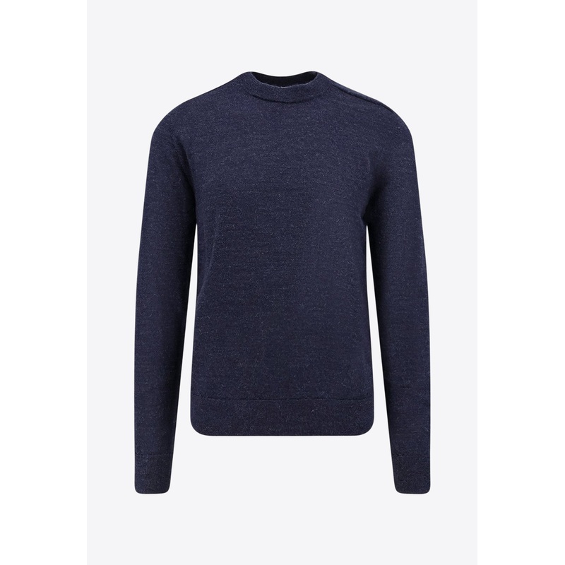 Wool Sweater with Elbow Patch Blue mrtwstd_M