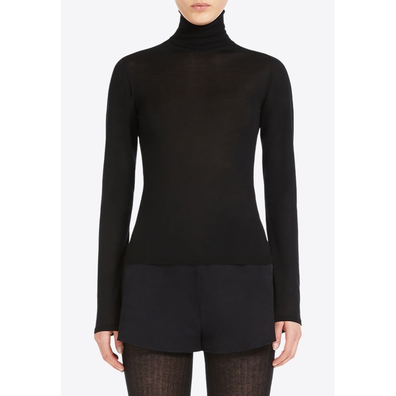 Adda Cashmere Yarn High-Neck Sweater Black wrtwstd_XS