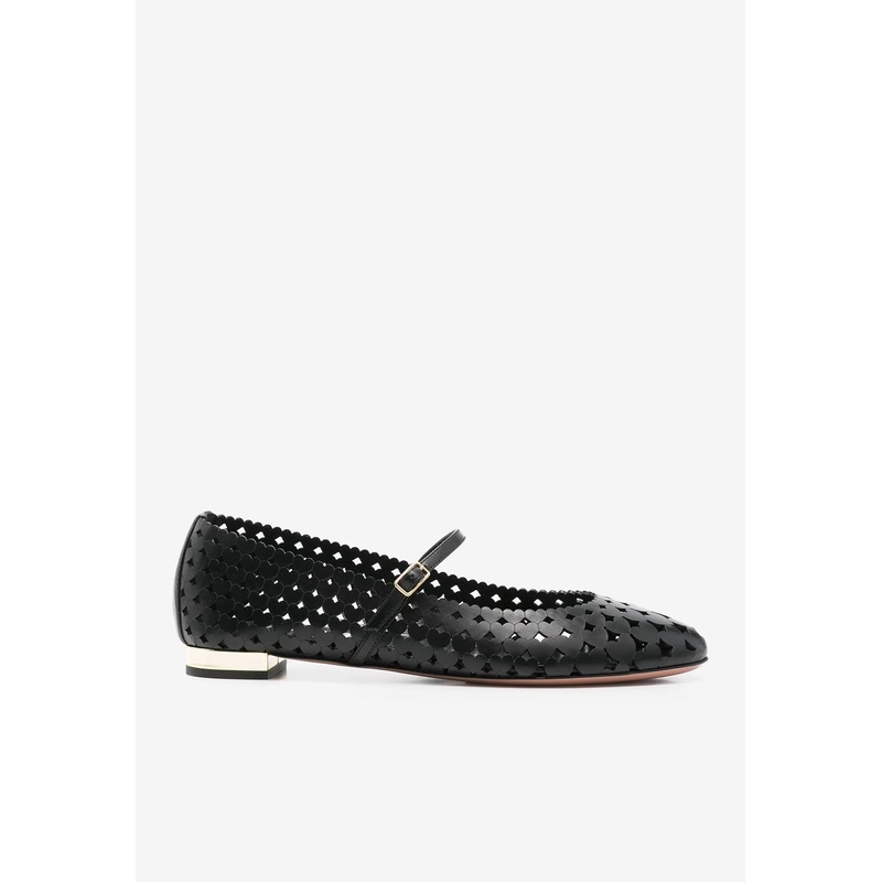 Amourose Openwork Leather Ballet Flats Black wshoeseu_EU 36