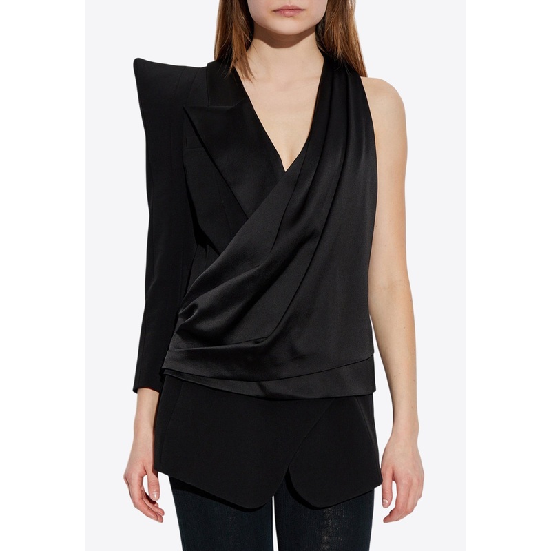 Asymmetric Jacket with Structured Shoulder Black wrtwfr_FR 36
