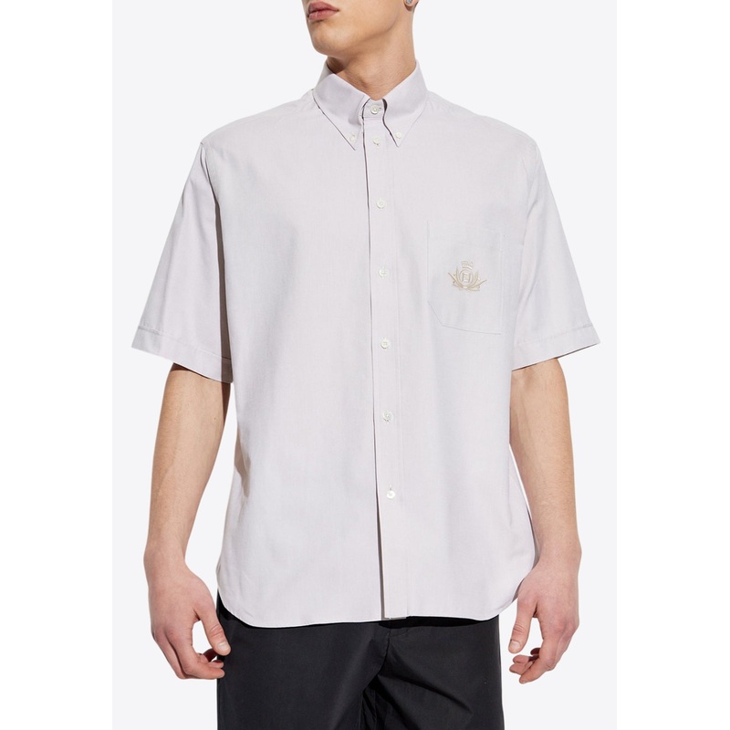 Crest Embroidered Oxford Shirt Beige mrtwstd_S