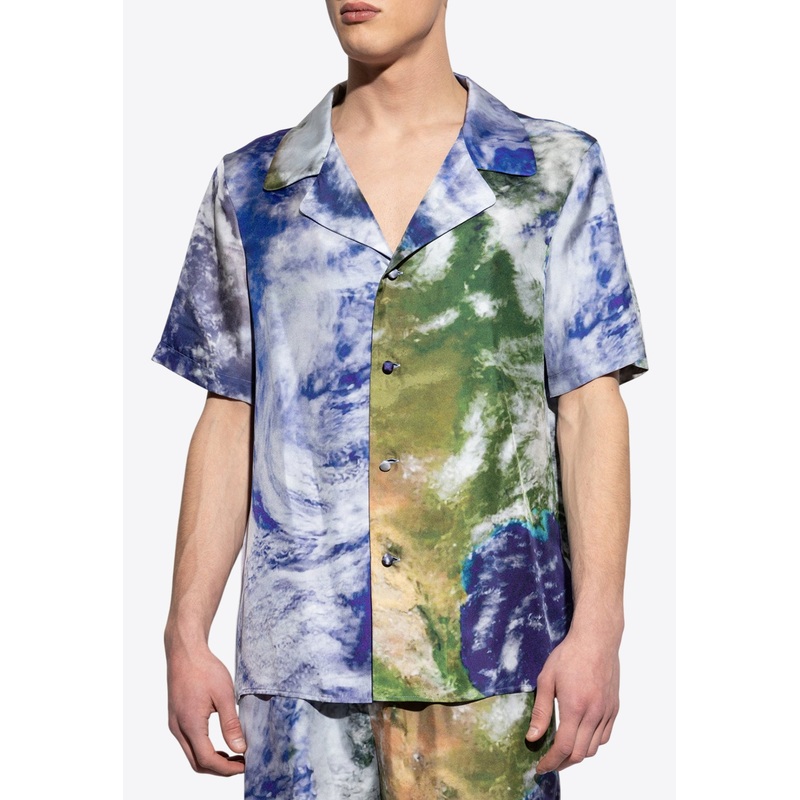 Earth Print Bowling Shirt Multicolor mrtwstd_S