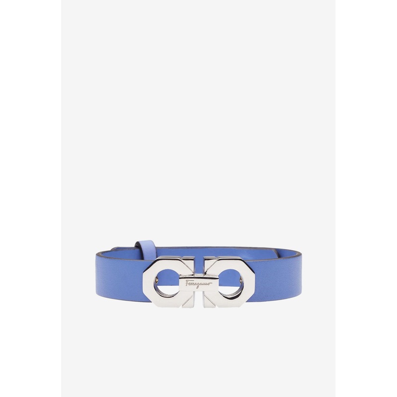 Gancini Leather Bracelet Sky Blue Onesize