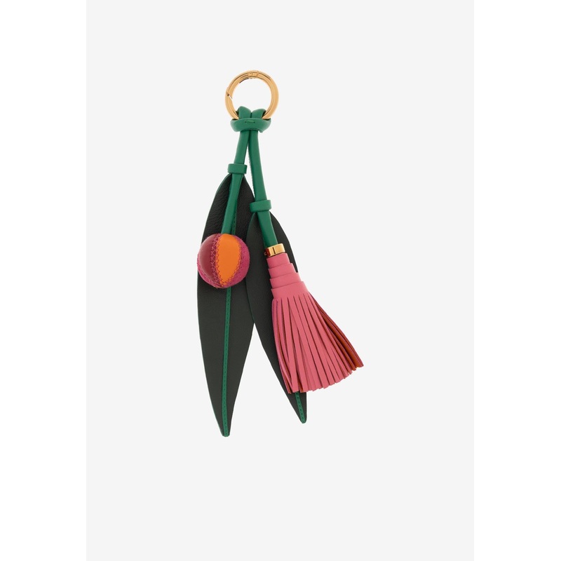 Leaves Charm Leather Keychain Multicolor Onesize