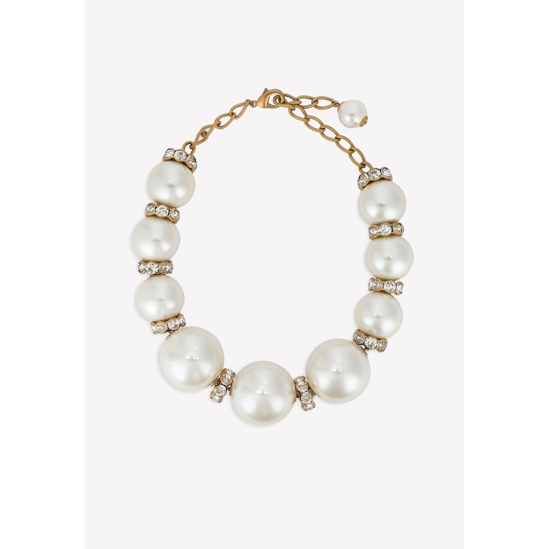 Pearl Embellished Necklace Gold Onesize