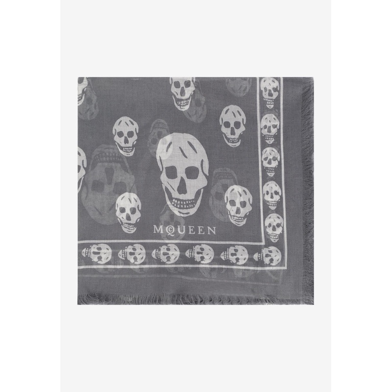 Skull Print Motif Scarf Gray Onesize