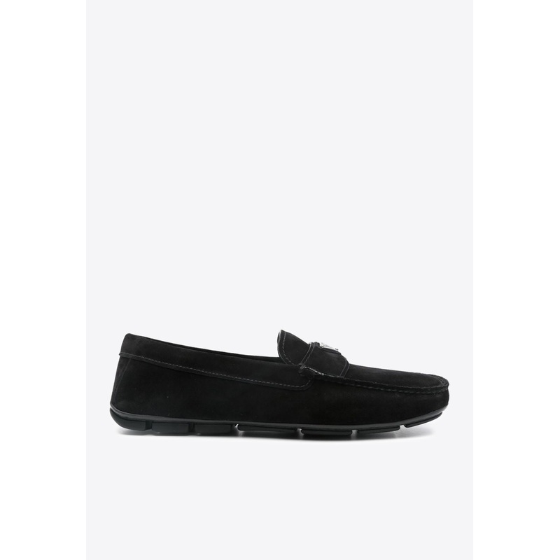 Triangle Logo Suede Loafers Black mshoesuk_UK 6