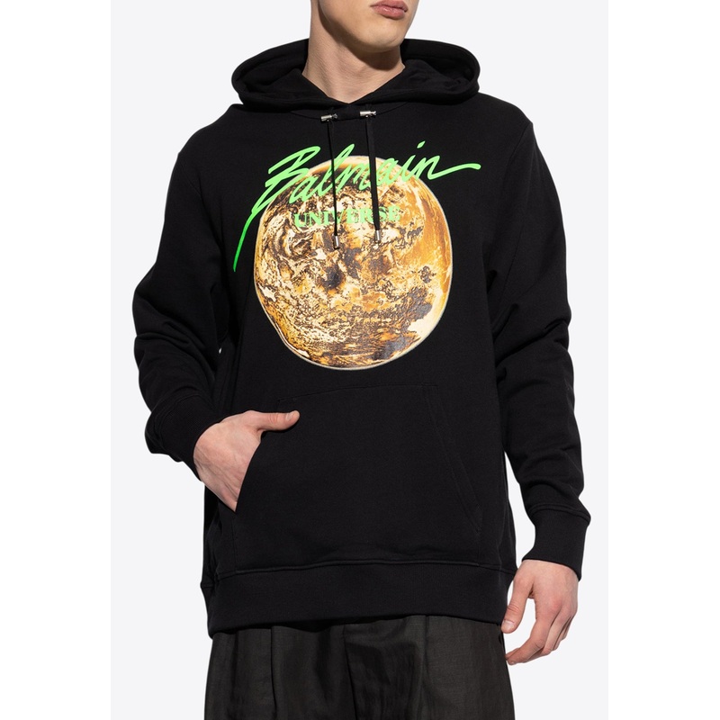 Universe Logo Print Hooded Sweatshirt Black mrtwstd_S