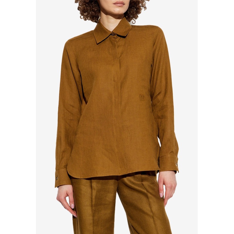 Abisso Long-Sleeved Monogram Shirt Camel wrtwit_IT 36