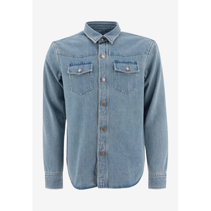 Buttoned Denim Shirt Blue mrtwshirtseu_EU 40
