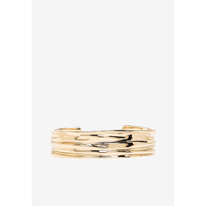 Plisse Draped Brass Bangle Bracelet Gold S