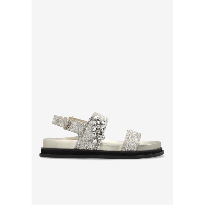 Verity Leather Crystal Flat Sandals Sand wshoeseu_EU 35