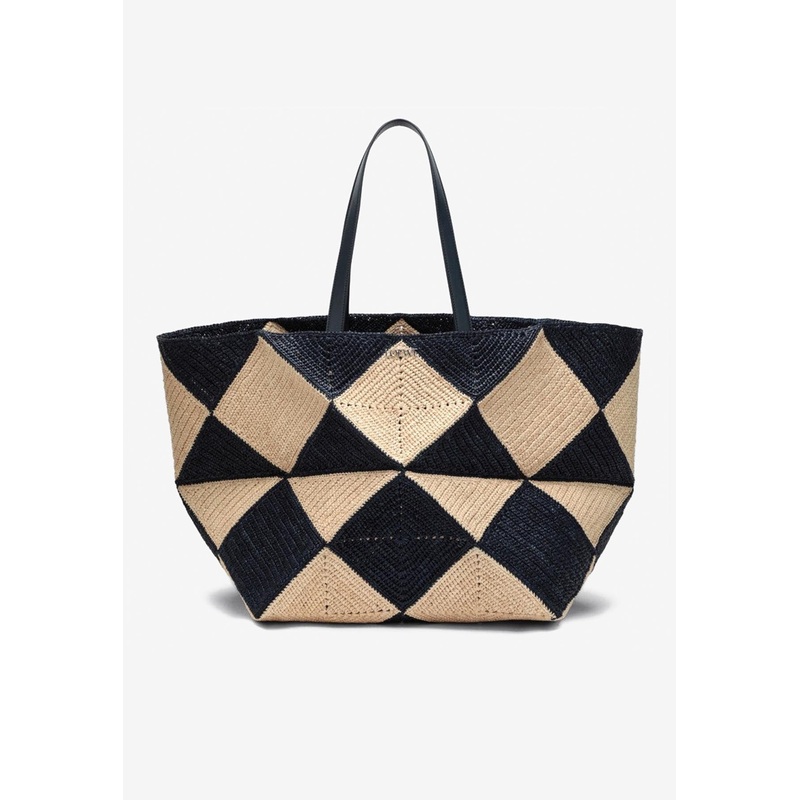XXL Puzzle Fold Raffia Tote Bag Beige Onesize