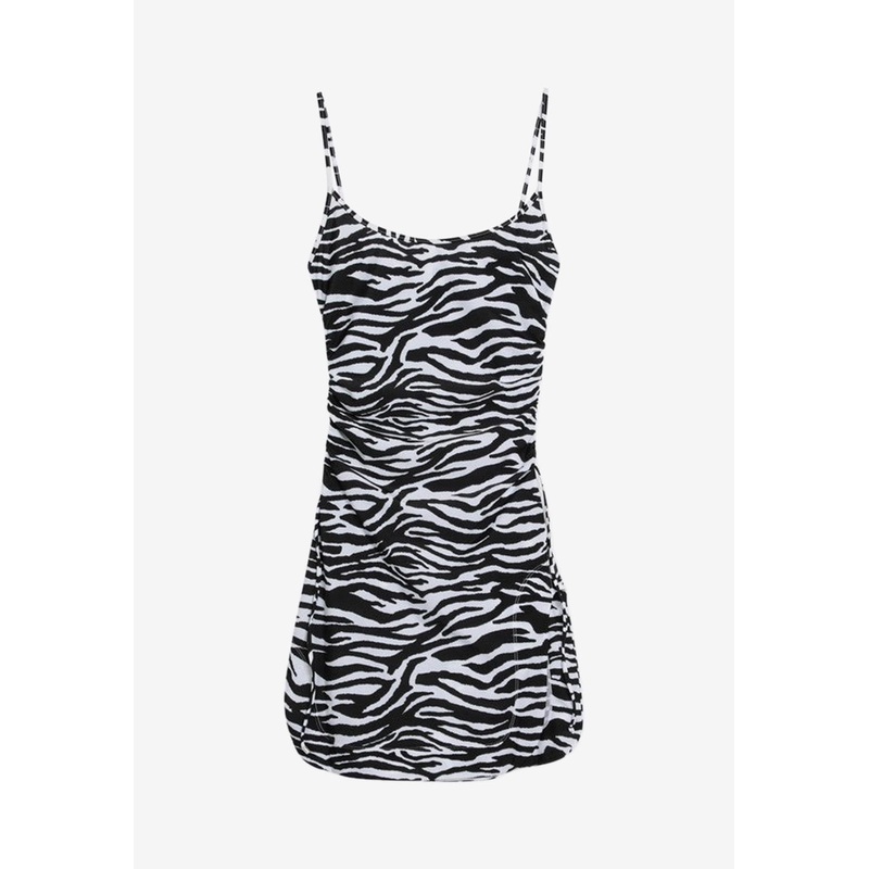 Zebra Print Cover-Up Mini Dress Monochrome wrtwit_IT 38